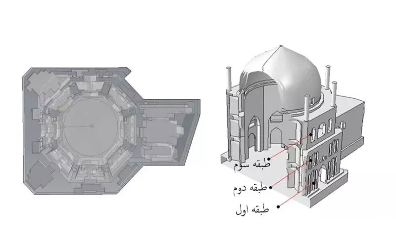 گنبد سلطانیه زنجان - مقطع سه بعدی