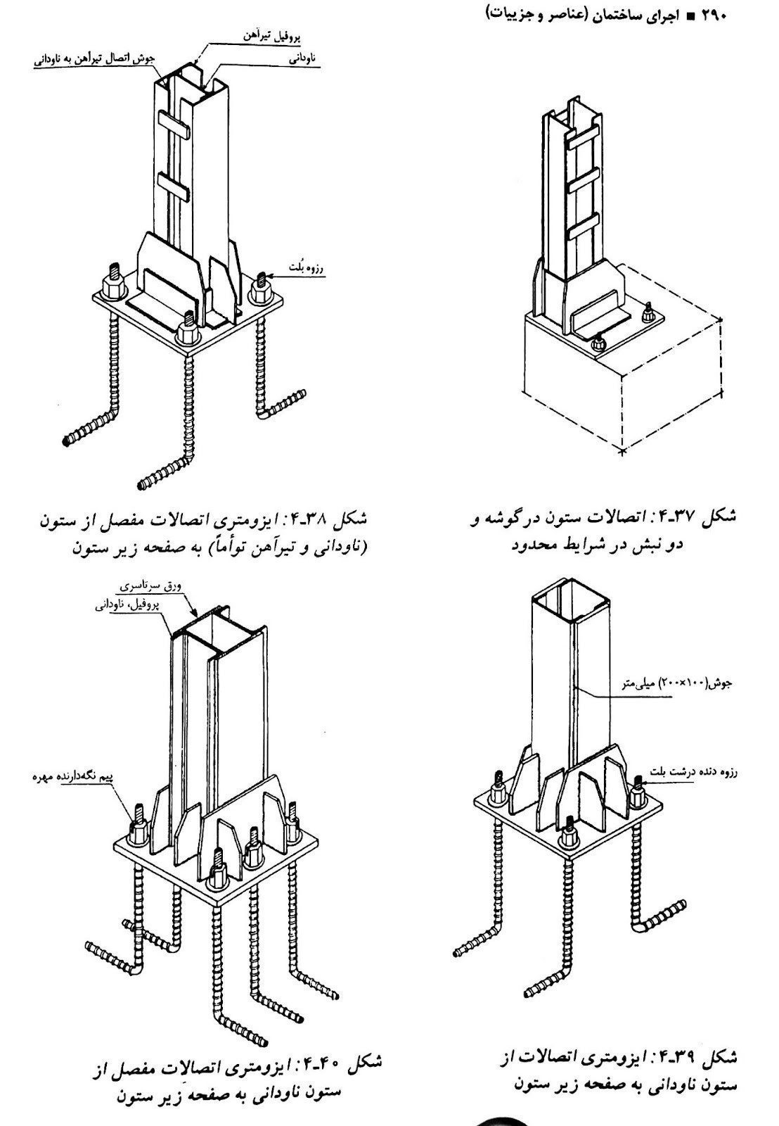 ایزومتری اتصالات مفصل از ستون
