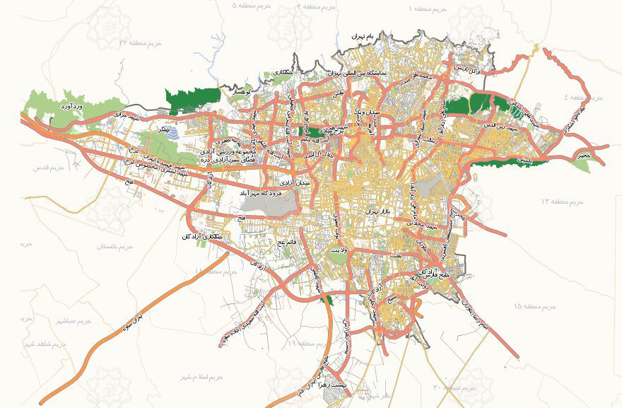 نقشه استان تهران